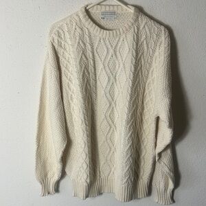 Vintage Lord Jeff Mens XL Ivory Knit Nordic Fisherman Style Sweater USA